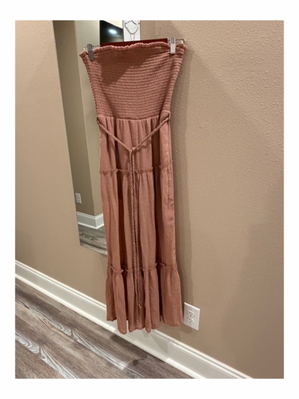 Strapless Smocked Jumpsuit in Dusty Rose